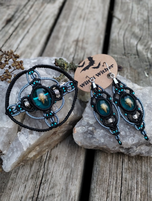 Mini Raven Skull Jewelry Set