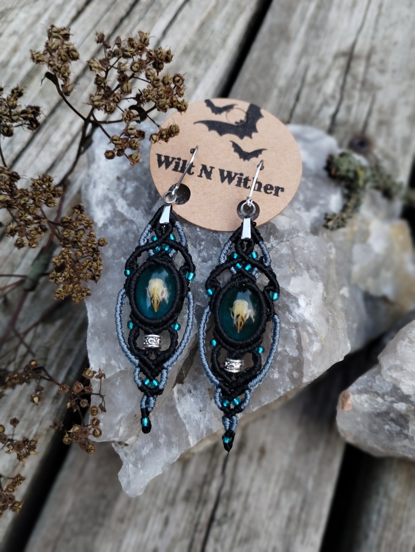 Mini Raven Skull Jewelry Set