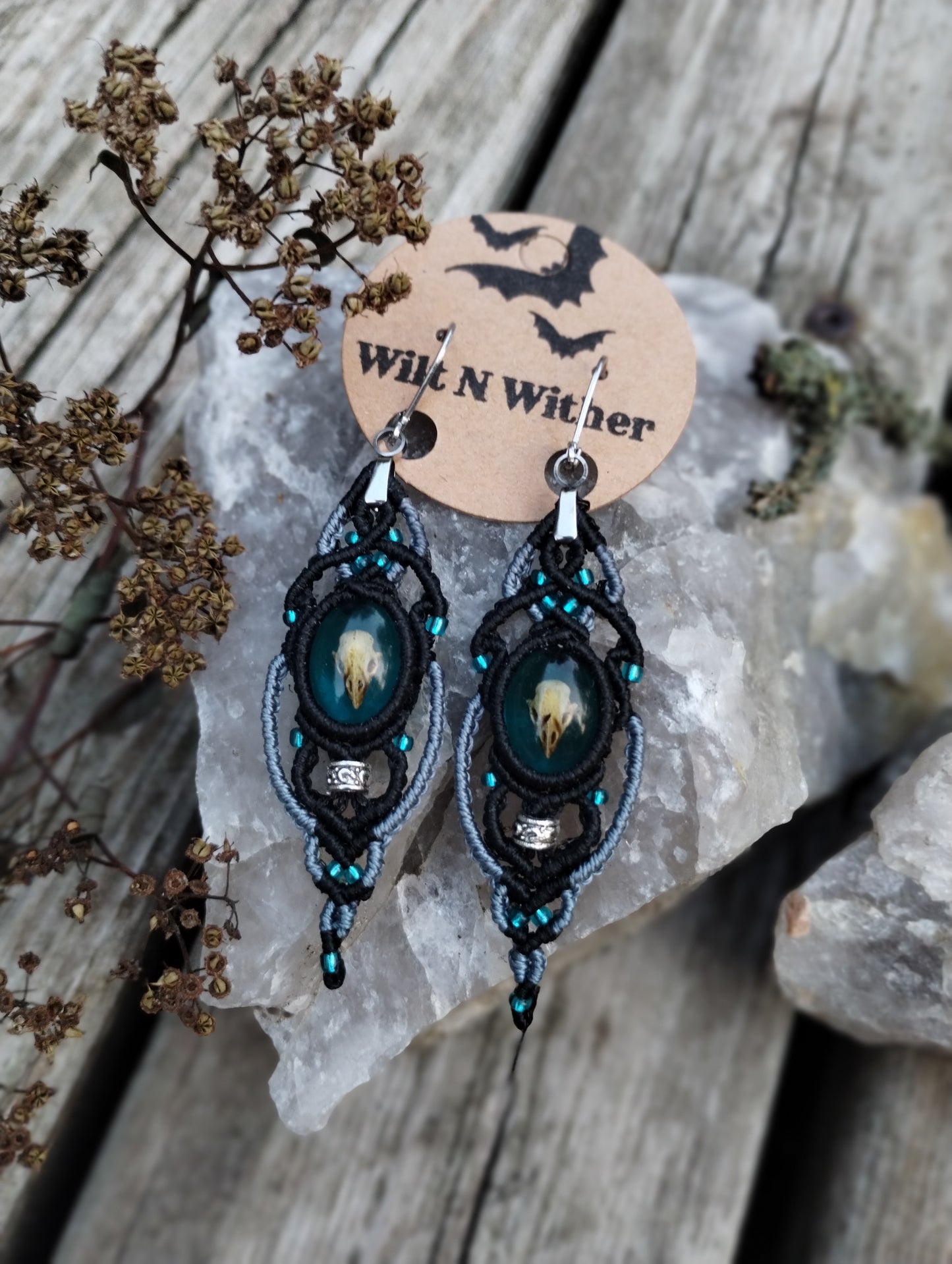 Mini Raven Skull Jewelry Set