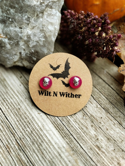 Skull Stainless Steel Button Stud Earrings