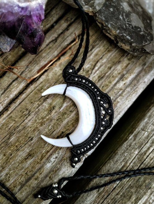 Crescent Moon Shell Adjustable Necklace