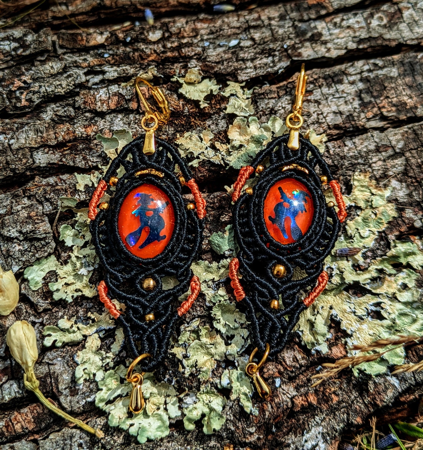 Orange Witches Dangle Earrings