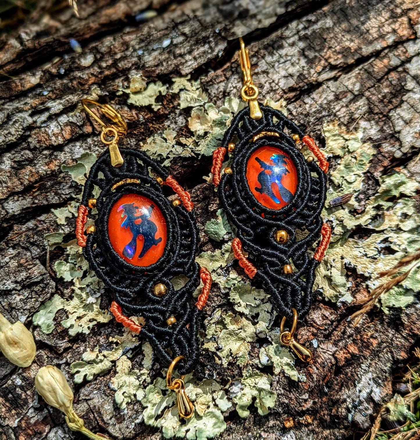 Orange Witches Dangle Earrings