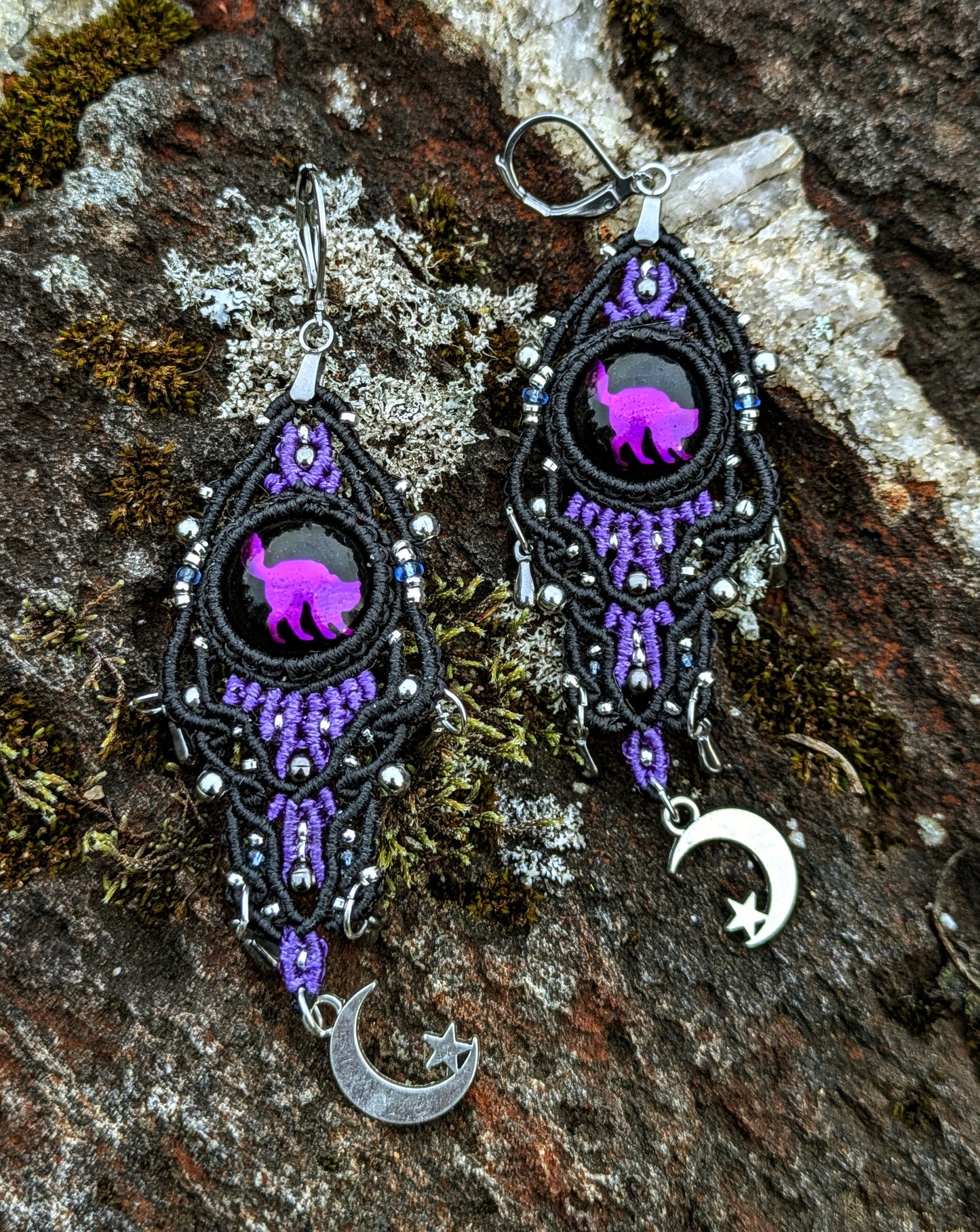 Shadow Cats Dangle Earrings