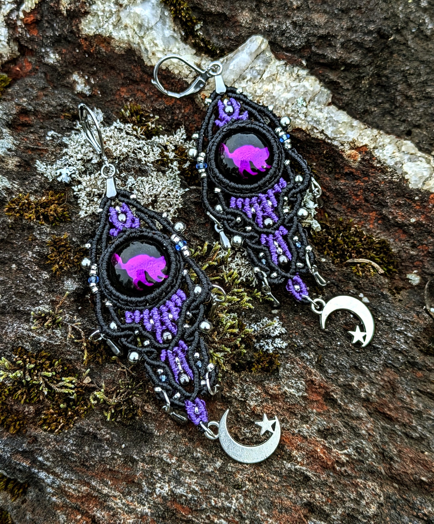 Shadow Cats Dangle Earrings