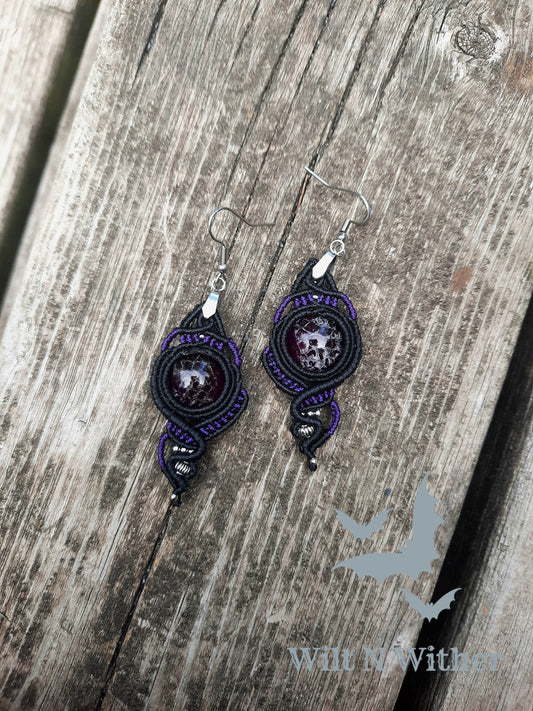 Ethically Sourced Purple Snake Shed Earrings, gothic jewelry