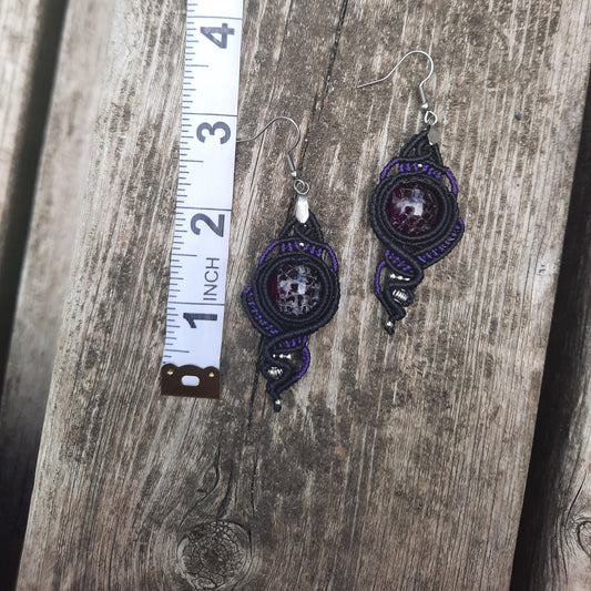 Ethically Sourced Purple Snake Shed Earrings, gothic jewelry