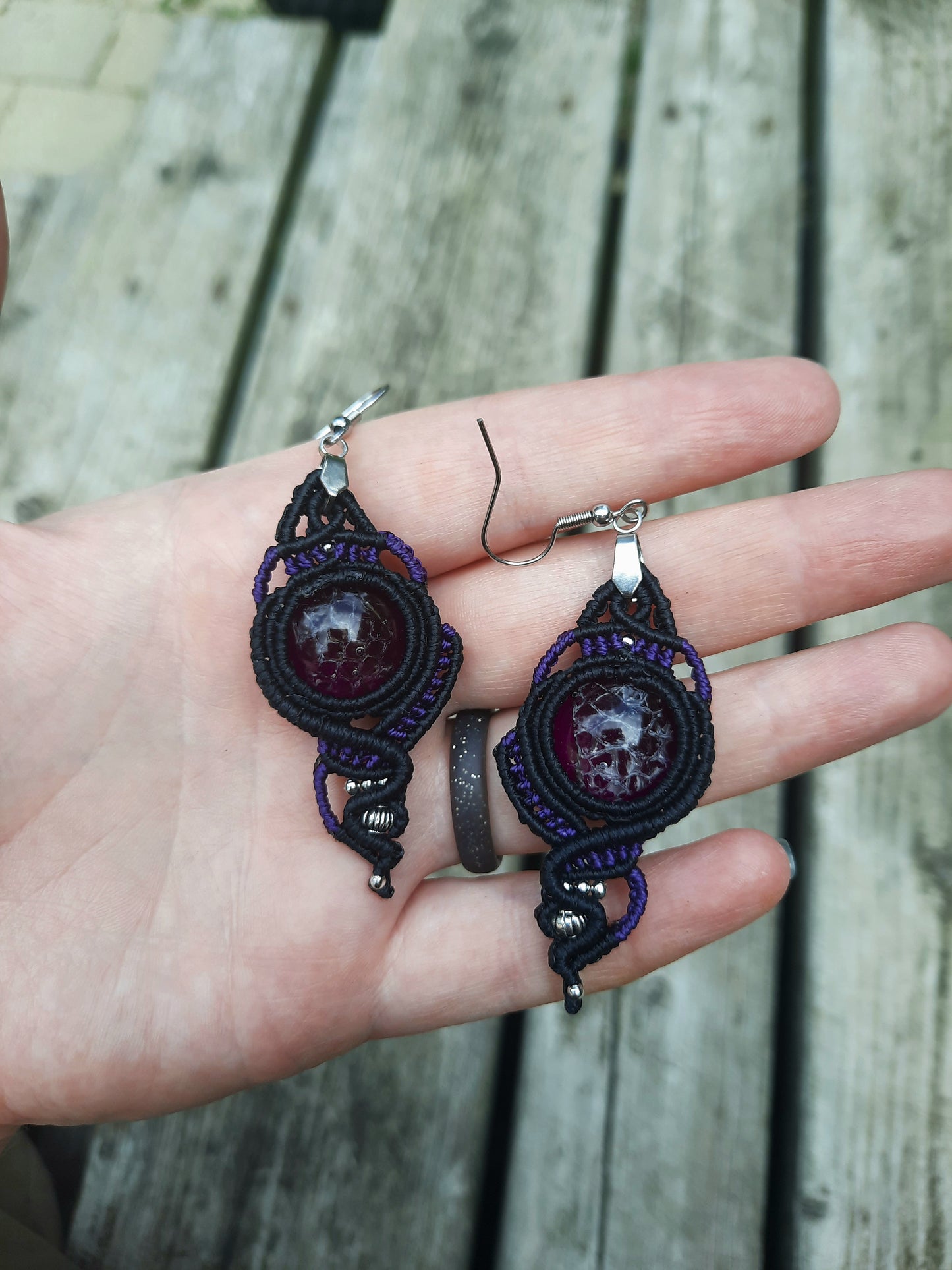 Ethically Sourced Purple Snake Shed Earrings, gothic jewelry