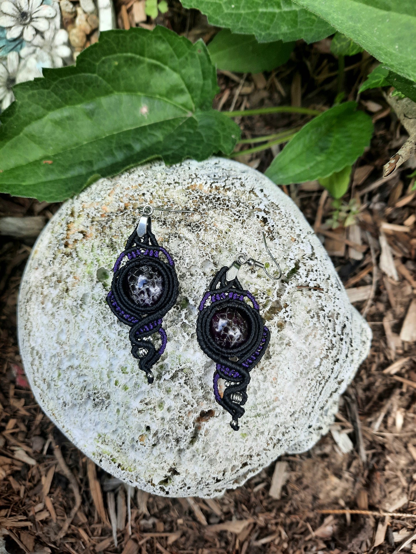 Ethically Sourced Purple Snake Shed Earrings, gothic jewelry