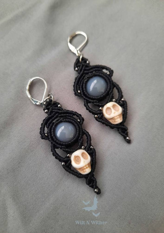 Simple Gothic Skull Dangle Earrings, oddity jewelry