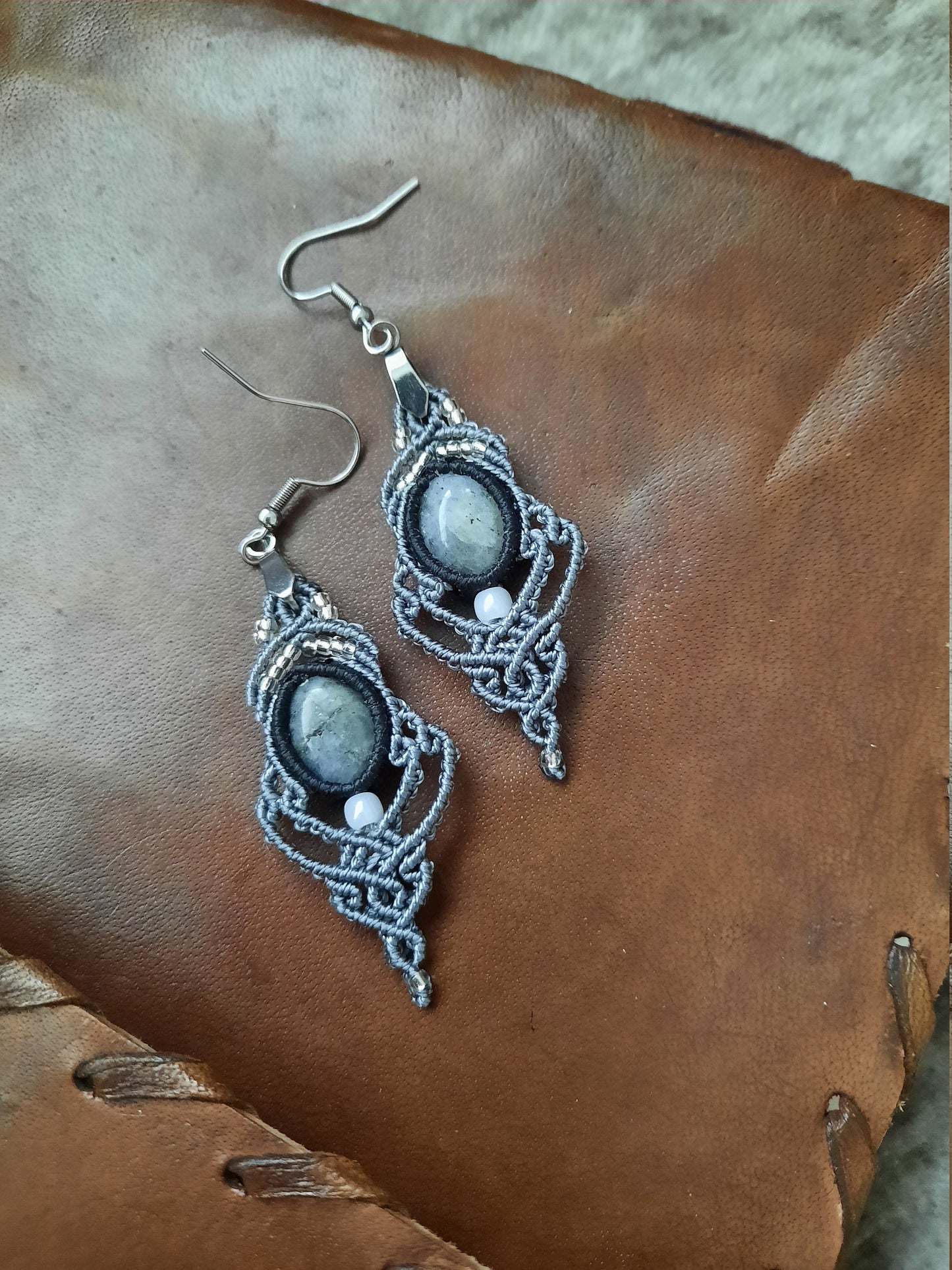 Raw Labradorite Dangle Earrings, oddity jewelry