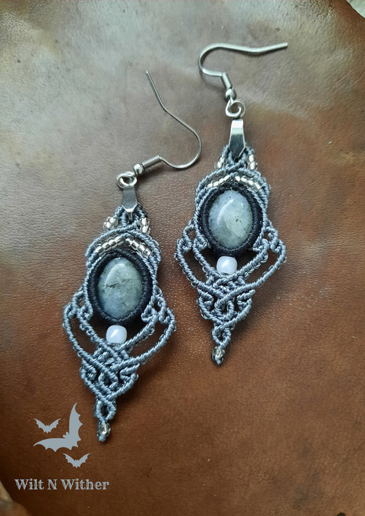 Raw Labradorite Dangle Earrings, oddity jewelry