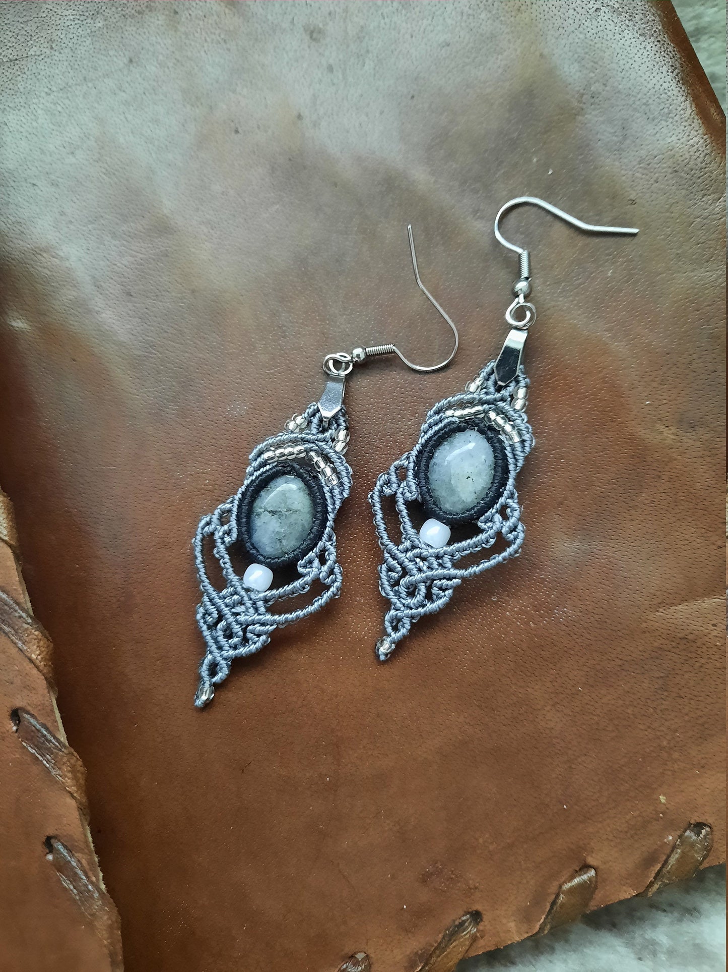 Raw Labradorite Dangle Earrings, oddity jewelry